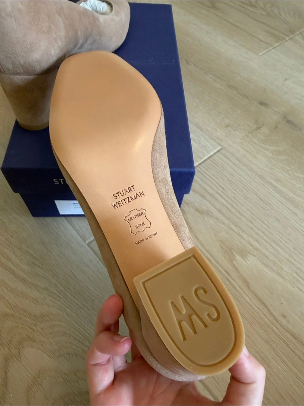 Stuart Weitzman Marymid Blush Suede Round-Toe Pumps